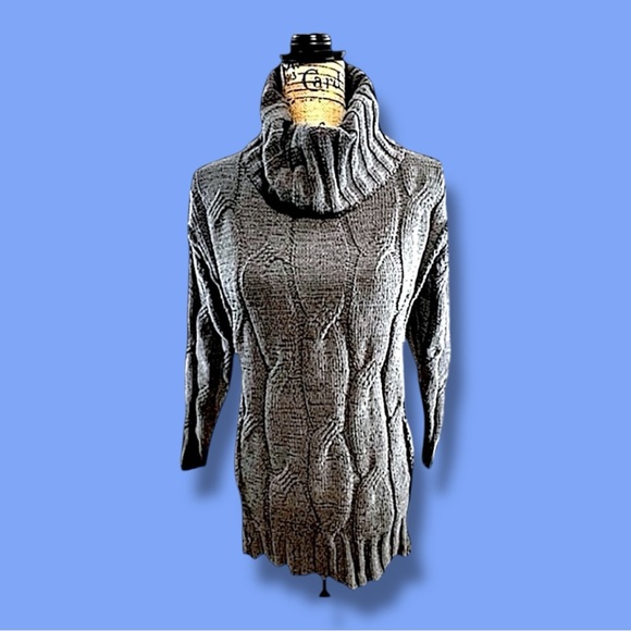 STITCH DROP Gray Turtleneck Tunic Sweater NEW WITHOUT TAGS SZ S - Picture 7 of 8